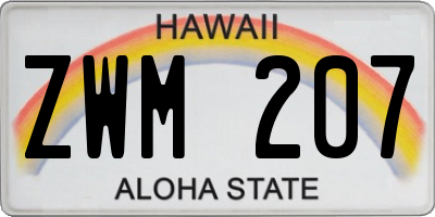 HI license plate ZWM207