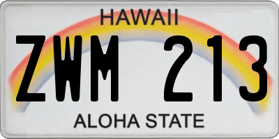 HI license plate ZWM213
