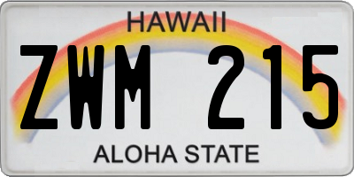 HI license plate ZWM215