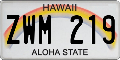 HI license plate ZWM219
