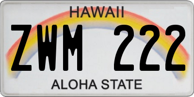 HI license plate ZWM222