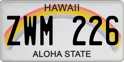 HI license plate ZWM226