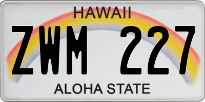 HI license plate ZWM227