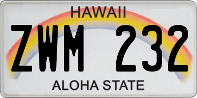 HI license plate ZWM232