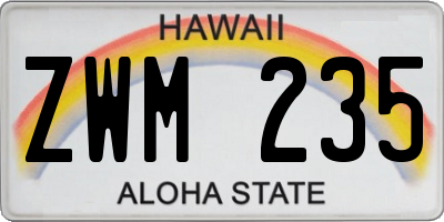 HI license plate ZWM235