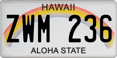 HI license plate ZWM236