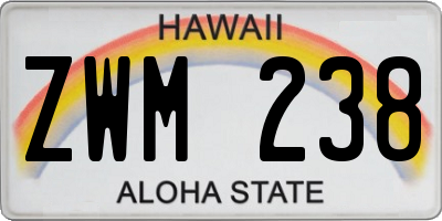 HI license plate ZWM238