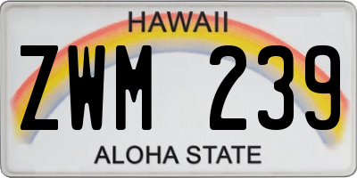HI license plate ZWM239