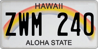HI license plate ZWM240