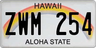 HI license plate ZWM254