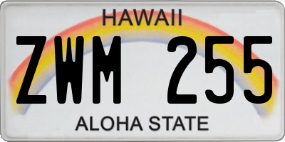 HI license plate ZWM255