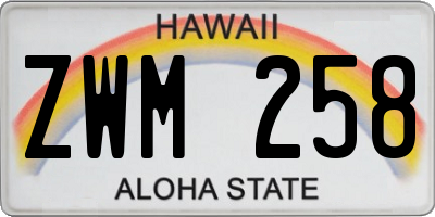 HI license plate ZWM258