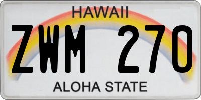 HI license plate ZWM270