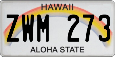 HI license plate ZWM273