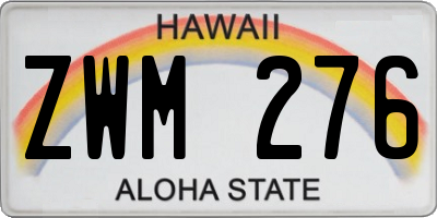 HI license plate ZWM276