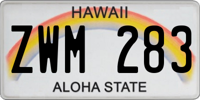 HI license plate ZWM283