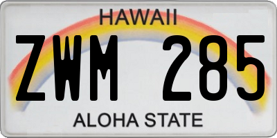 HI license plate ZWM285