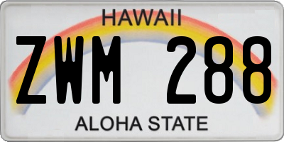 HI license plate ZWM288