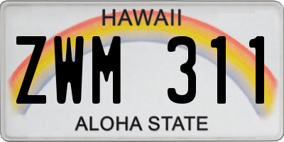 HI license plate ZWM311