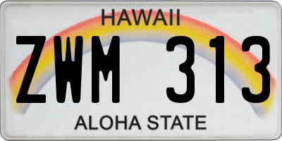 HI license plate ZWM313