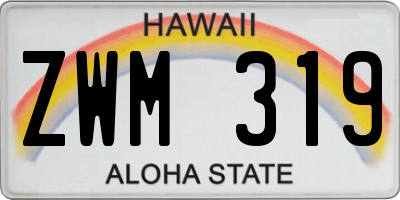 HI license plate ZWM319