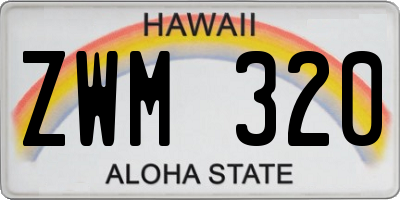 HI license plate ZWM320