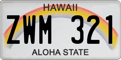 HI license plate ZWM321