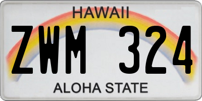 HI license plate ZWM324