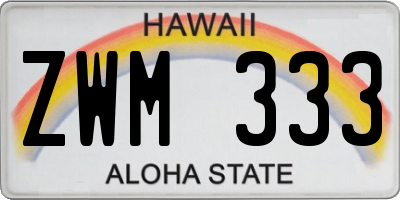 HI license plate ZWM333