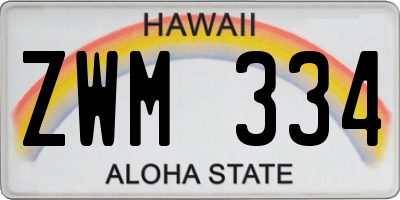 HI license plate ZWM334