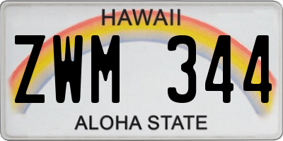 HI license plate ZWM344
