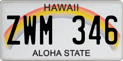 HI license plate ZWM346