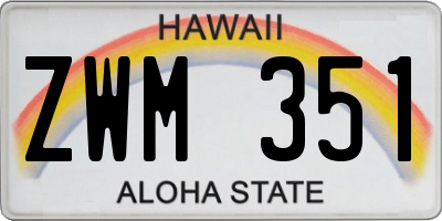 HI license plate ZWM351
