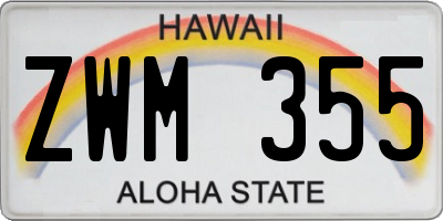 HI license plate ZWM355