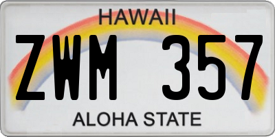 HI license plate ZWM357