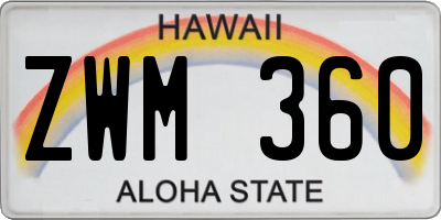 HI license plate ZWM360