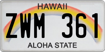 HI license plate ZWM361