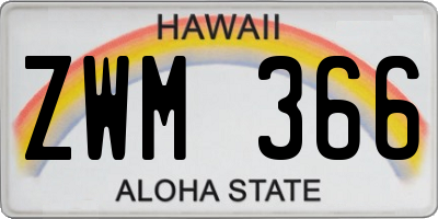 HI license plate ZWM366