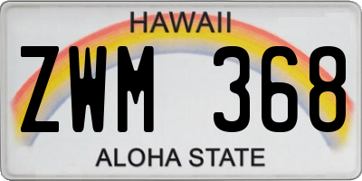 HI license plate ZWM368