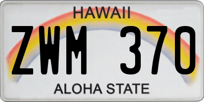 HI license plate ZWM370