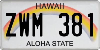 HI license plate ZWM381