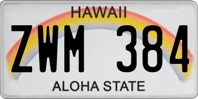 HI license plate ZWM384