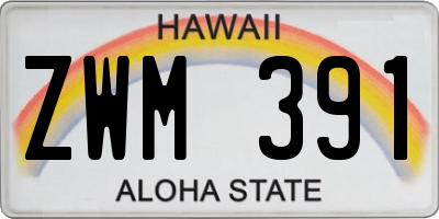 HI license plate ZWM391