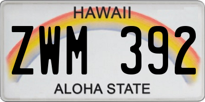 HI license plate ZWM392