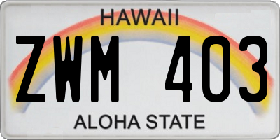 HI license plate ZWM403
