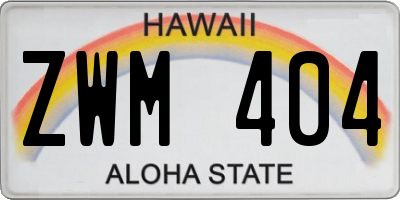 HI license plate ZWM404