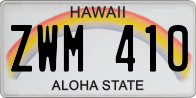 HI license plate ZWM410