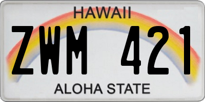 HI license plate ZWM421