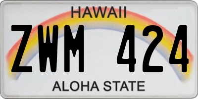 HI license plate ZWM424