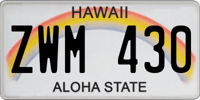 HI license plate ZWM430